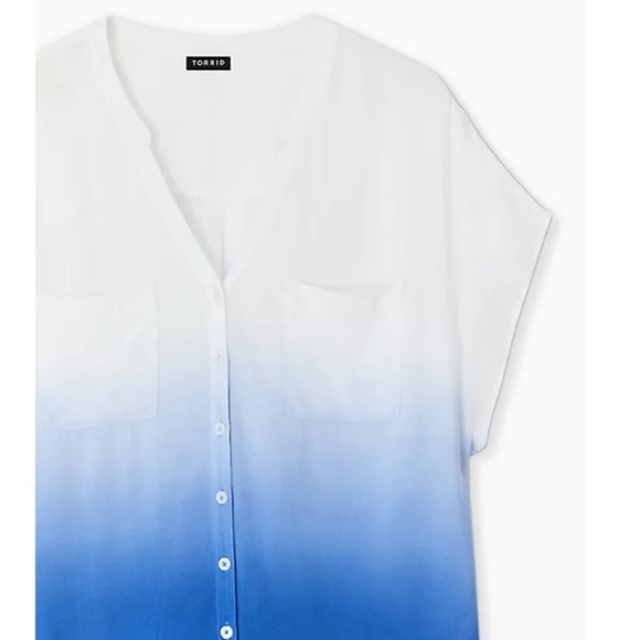 Torrid Blue Dip Dye Challis Ombré Dolman Blouse Top Dolman Fit NEW Women’s Sz 4X - Picture 2 of 15